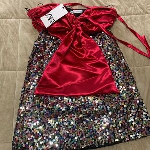 Zara Sequin Tube Top Dress with Bow!!!